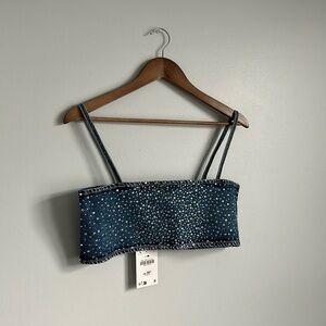 Super cute never worn top from Zara, denim material with gems all over.